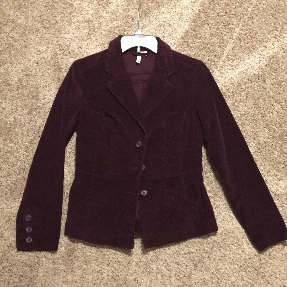 Burgandy Corduroy Button Up Blazer